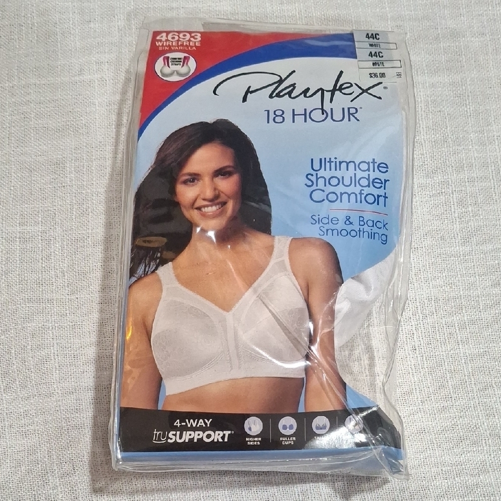 Playtex 18 Hour White Comfort Bras Size 44C N.W.T